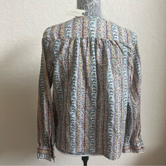 Maeve Anthropologie Gelise Button Blouse Pleated Floral Women’s Sz Small NWT - Picture 4 of 10